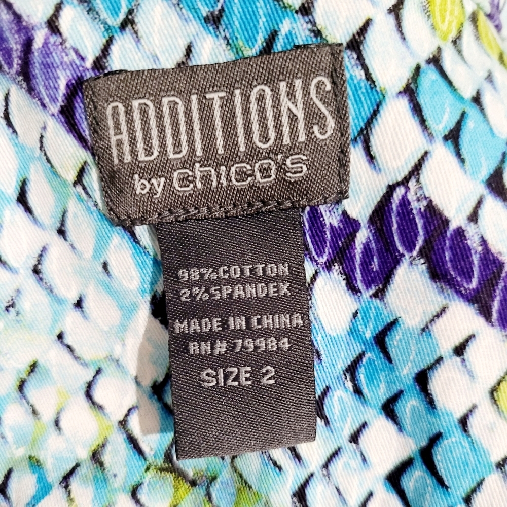Chico's Stretch Colorful Snakeskin Pattern Jacket Woman's Size 2 LARGE - Picture 7 of 8